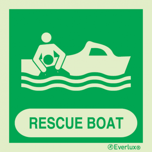 Rescue boat IMO sign with supplementary text| IMPA 33.4101 - S 02 52