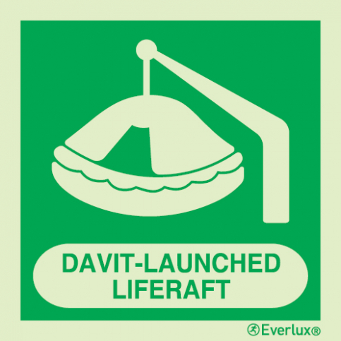 Davit-launched liferaft IMO sign with supplementary text|IMPA 33.4103 - S 02 54