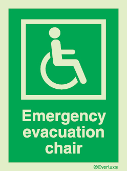 Reduced mobility people - emergency evacuation chair sign - S 04 76