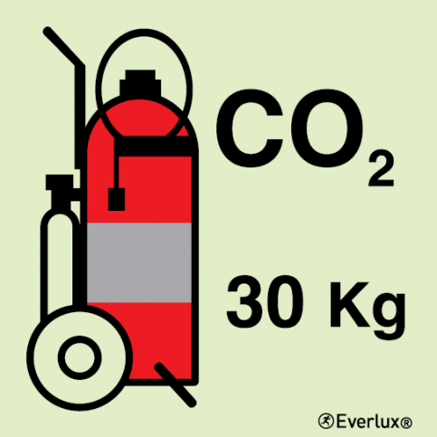 30 Kg CO2 Wheeled fire extinguisher IMO sign - S 13 54