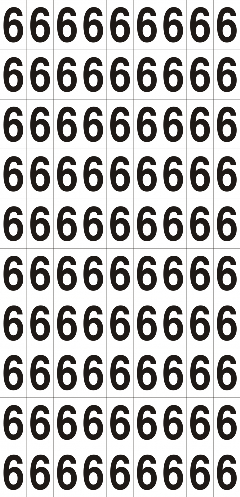 A4 sheet with 90 numbers (Number 6) - S 14 06