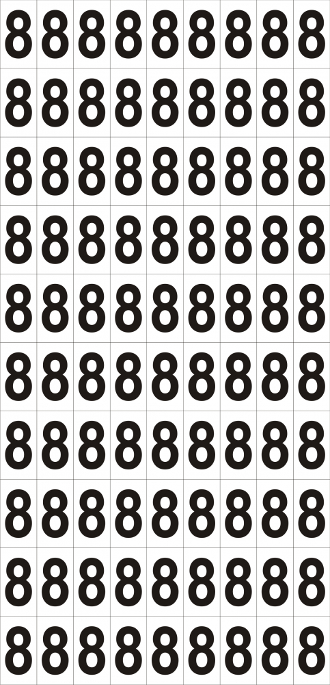 A4 sheet with 90 numbers (Number 8) - S 14 08