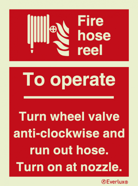 Fire hose reel operation instructions sign - S 16 76