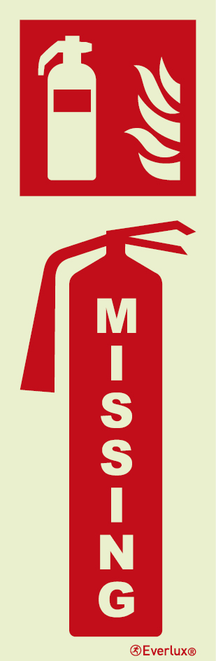 Missing fire extinguisher sign | IMPA 33.6301 - S 16 85
