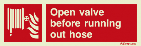 Open valve before running out hose sign | IMPA 33.6146 - S 19 09