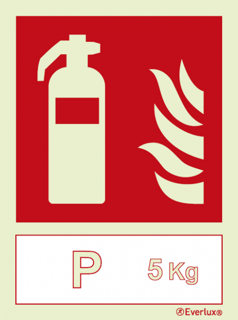 Fire extinguisher sign with integrated 5 Kg Powder fire extinguishing agent ID sign - S 22 30