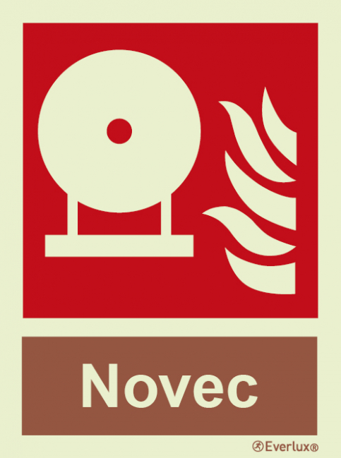 Fixed fire-extinguishing bottle sign with with integrated Novec fire extinguishing agent ID sign - S 23 25