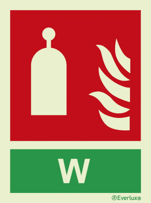 Remote release station signs with integrated Water fire extinguishing agent ID sign - S 23 68