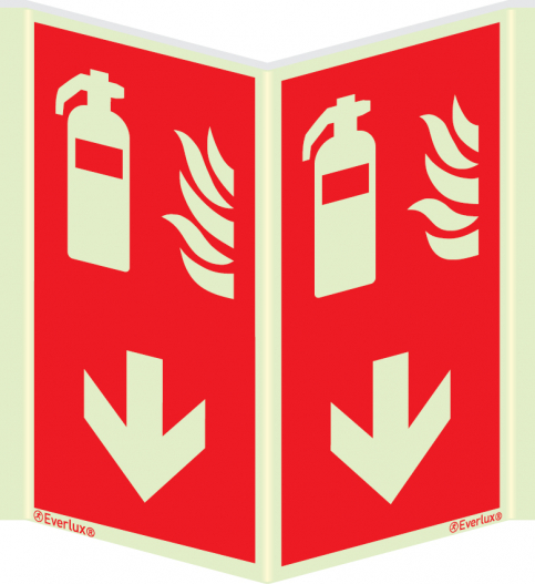 Fire extinguisher sign with downward arrow - S 26 01