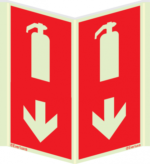 Fire extinguisher sign with downward arrow - S 26 02
