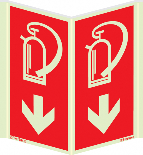 Fire extinguisher sign with downward arrow - S 26 03