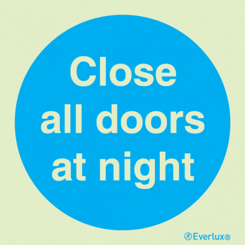 Close all doors at night sign - S 34 03