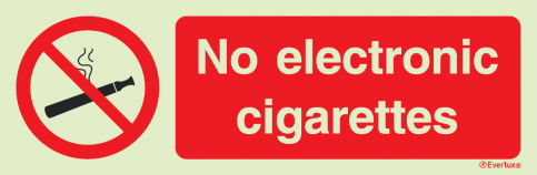 No electronic cigarettes allowed - prohibition action sign with supplementary text - S 38 77