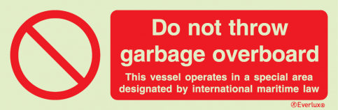 Do not throw garbage overboard sign | IMPA 33.8667 - S 40 04