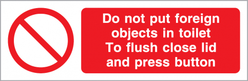 Do not put foreign objects in toilet sign - S 40 18