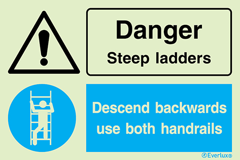 Danger steep ladders - warning and mandatory sign | IMPA 33.3116 - S 40 57