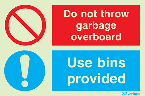 Do not throw garbage overboard - prohibition and mandatory sign | IMPA 33.3115 - S 40 64