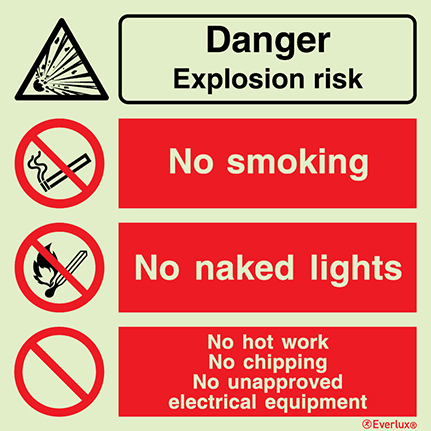 Danger explosion risk - warning and prohibition sign | IMPA 33.3108 - S 40 81