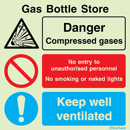 Gas bottle store - warning, prohibition and mandatory sign | IMPA 33.3125 - S 41 05