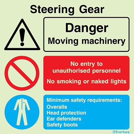 Steering gear - warning, prohibition and mandatory sign | IMPA 33.3136 - S 41 12