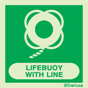 Lifebuoy with line IMO sign with supplementary text - S 43 54