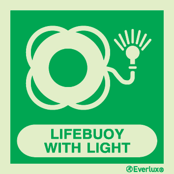 Lifebuoy with light IMO sign with supplementary text - S 43 55