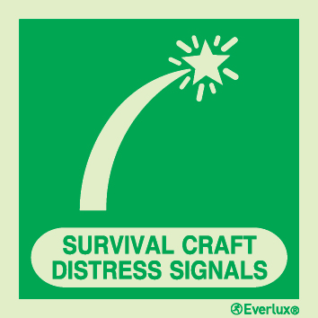 Survival-craft distress signal IMO sign with supplementary text - S 43 59