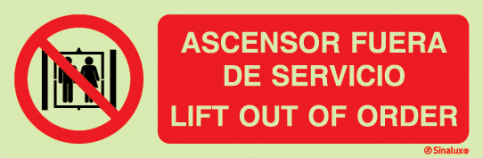 Lift out of order safety sign - S 44 89