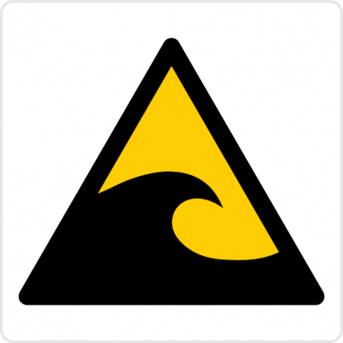 Tsunami hazard zone warning sign - S 45 70
