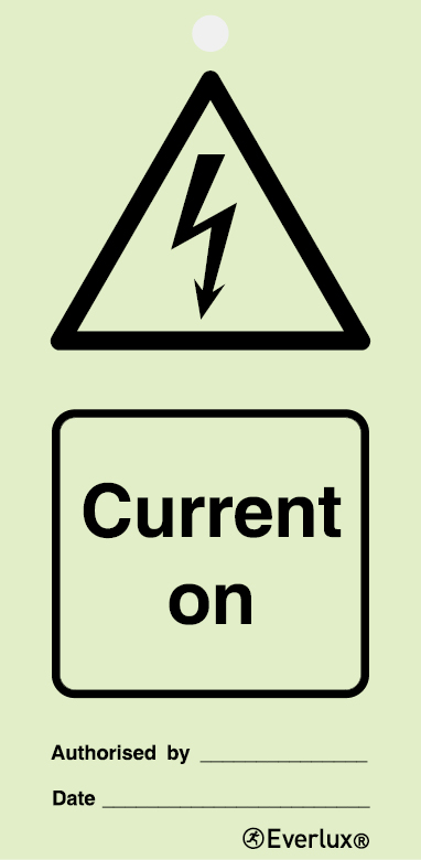 Current on - warning temporary tie tag | IMPA 33.2504 - S 47 04