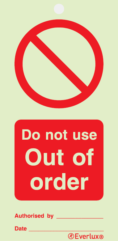 Do not use out of order - prohibition temporary tie tag | IMPA 33.2528 - S 47 58