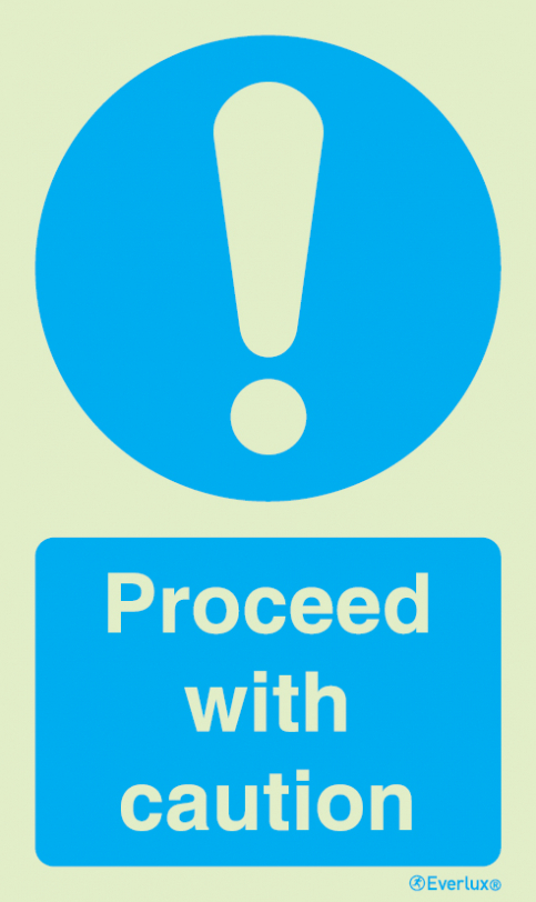 Proceed with cautin mandatory action sign - S 49 21