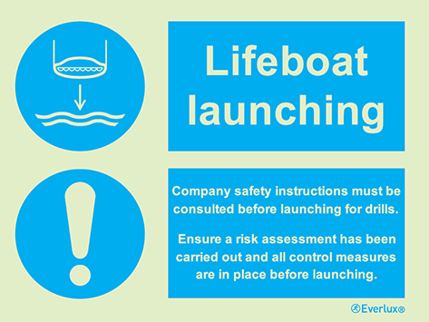 Lifeboat launching  Instruction Sign | IMPA33.5112 - S 61 07