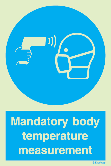 Take body temperature measurement. Wear a face mask in the process mandatory action sign - SC 092